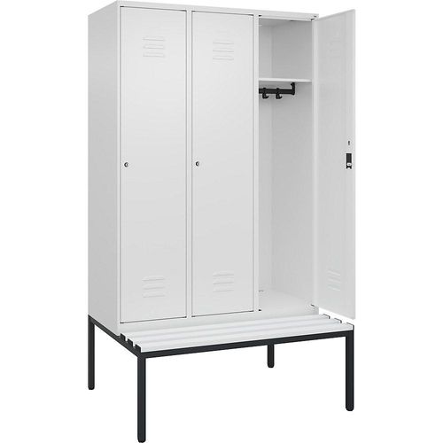 4066681745124 - Spind Classic PLUS Sitzbank 3 Abteile verkehrsweiß B 1200 mm Zylinderschloss untergebaut Kunststoff C+P 4066681745124 - Spind Classic PLUS Sitzbank 3 Abteile verkehrsweiß B 1200 mm Zylinderschloss untergebaut Kunststoff C+P