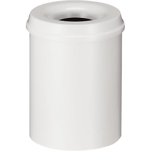 8713631001293 - Abfallsammler für den Innen- & Außenbereich Volumen 15 l selbstlöschender Deckel Ø 255 x H 300 mm Metall weiß weiß