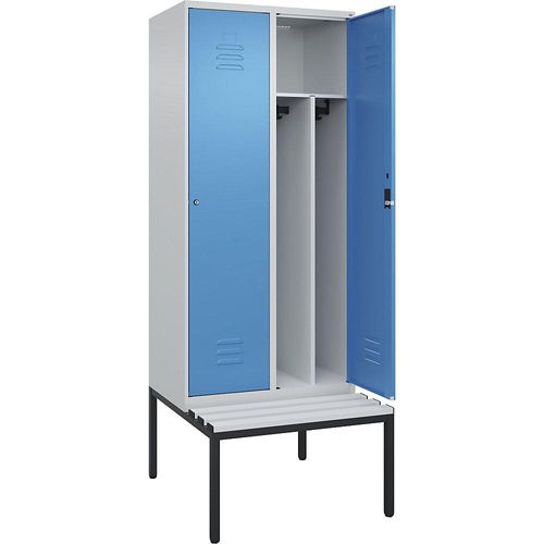 4066681792289 - Schwarz-Weiß-Spind Classic PLUS Sitzbank schmal 2 Abteile Trennwand verkürzt lichtgrau lichtblau B 800 mm Zylinderschloss untergebaut Kunststoff C+P 4066681792289 - Schwarz-Weiß-Spind Classic PLUS Sitzbank schmal 2 Abteile Trennwand verkürzt lichtgrau lichtblau B 800 mm Zylinderschloss untergebaut Kunststoff C+P