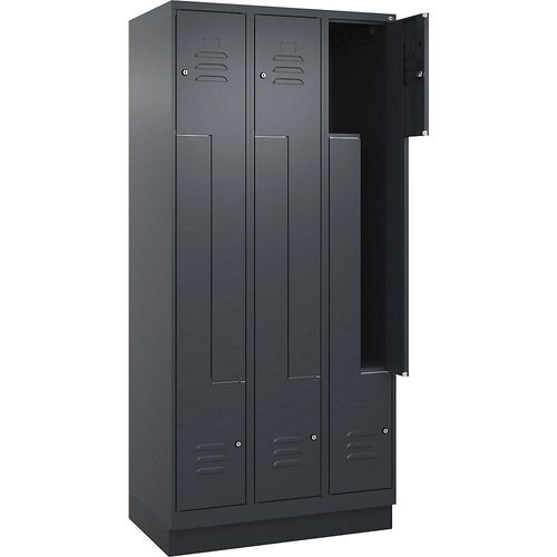 4066681921603 - Z-Spind Classic PLUS 3 Abteile grau B 900 mm mit Bodensockel Zylinderschloss