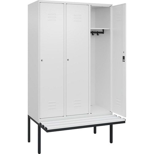 4066681787582 - Spind Classic PLUS Sitzbank 3 Abteile verkehrsweiß B 1200 mm Zylinderschloss auskragend Kunststoff C+P