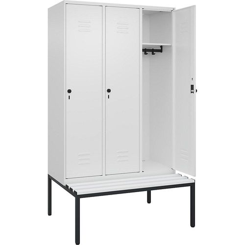 4066681793149 - Spind Classic PLUS Sitzbank 3 Abteile verkehrsweiß B 1200 mm Sicherheits-Drehriegel untergebaut Kunststoff C+P 4066681793149 - Spind Classic PLUS Sitzbank 3 Abteile verkehrsweiß B 1200 mm Sicherheits-Drehriegel untergebaut Kunststoff C+P