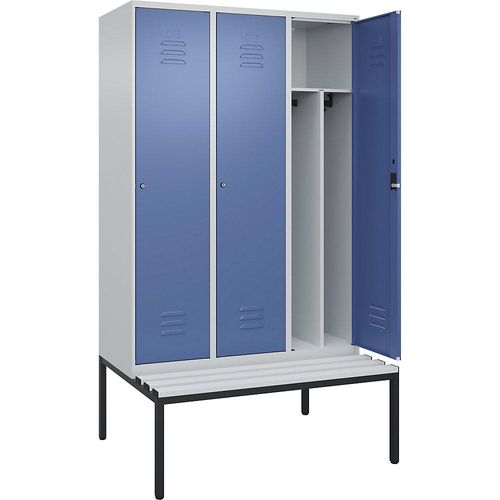 4066681793200 - Schwarz-Weiß-Spind Classic PLUS Sitzbank schmal 3 Abteile Trennwand verkürzt lichtgrau fernblau B 1200 mm Zylinderschloss untergebaut Kunststoff C+P 4066681793200 - Schwarz-Weiß-Spind Classic PLUS Sitzbank schmal 3 Abteile Trennwand verkürzt lichtgrau fernblau B 1200 mm Zylinderschloss untergebaut Kunststoff C+P