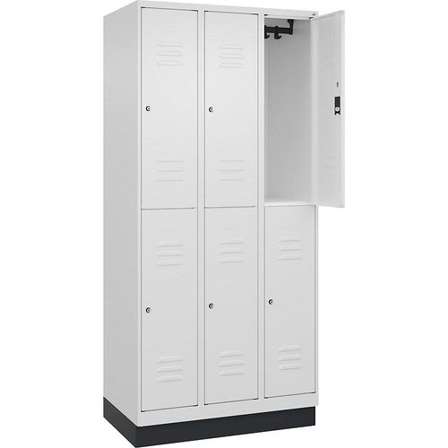 4066681666948 - Doppelstock-Spind Classic PLUS 3 Abteile verkehrsweiß HxB 1950 x 900 mm mit Bodensockel Zylinderschloss 4066681666948 - Doppelstock-Spind Classic PLUS 3 Abteile verkehrsweiß HxB 1950 x 900 mm mit Bodensockel Zylinderschloss