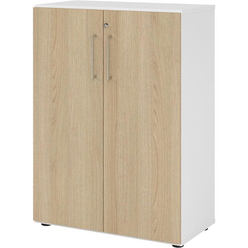 4032062305560 - Schränke Breno 3 OH abschließbar 28 kg je Boden B 800 x T 420 x H 1100 mm weiß Eiche 4032062305560 - Schränke Breno 3 OH abschließbar 28 kg je Boden B 800 x T 420 x H 1100 mm weiß Eiche