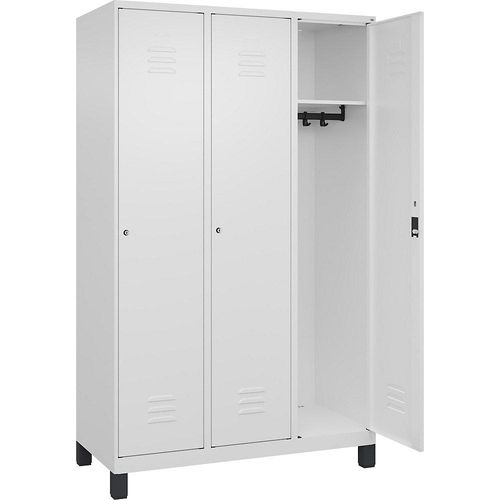 4066681613645 - Spind Classic PLUS 3 Abteile verkehrsweiß B 1200 mm mit Füßen Zylinderschloss