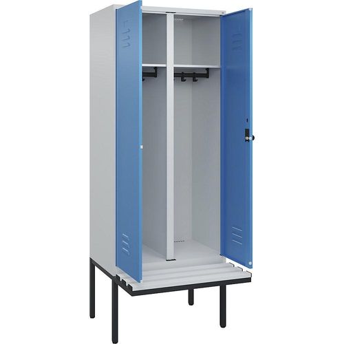 4066681789432 - Schwarz-Weiß-Spind Classic PLUS Sitzbank 1 Abteil lichtgrau lichtblau B 800 mm Sicherheits-Drehriegel auskragend Kunststoff C+P 4066681789432 - Schwarz-Weiß-Spind Classic PLUS Sitzbank 1 Abteil lichtgrau lichtblau B 800 mm Sicherheits-Drehriegel auskragend Kunststoff C+P