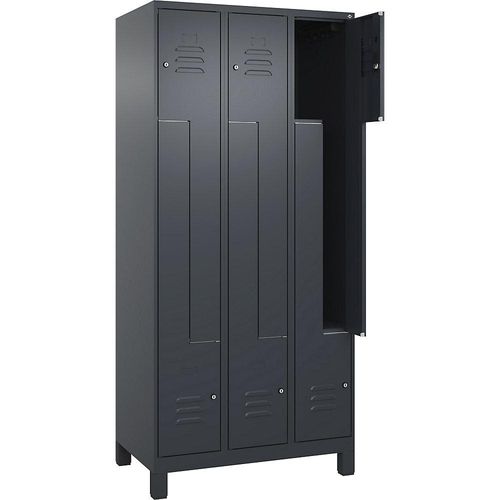 4066681915305 - Z-Spind Classic PLUS 3 Abteile grau B 900 mm mit Füßen Zylinderschloss