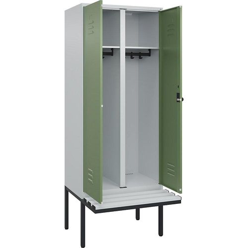 4066681789456 - Schwarz-Weiß-Spind Classic PLUS Sitzbank 1 Abteil lichtgrau resedagrün B 800 mm Sicherheits-Drehriegel auskragend Kunststoff C+P 4066681789456 - Schwarz-Weiß-Spind Classic PLUS Sitzbank 1 Abteil lichtgrau resedagrün B 800 mm Sicherheits-Drehriegel auskragend Kunststoff C+P