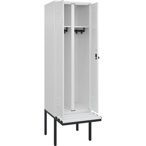 4066681788930 - Schwarz-Weiß-Spind Classic PLUS Sitzbank 1 Abteil verkehrsweiß B 600 mm Sicherheits-Drehriegel auskragend Kunststoff C+P 4066681788930 - Schwarz-Weiß-Spind Classic PLUS Sitzbank 1 Abteil verkehrsweiß B 600 mm Sicherheits-Drehriegel auskragend Kunststoff C+P