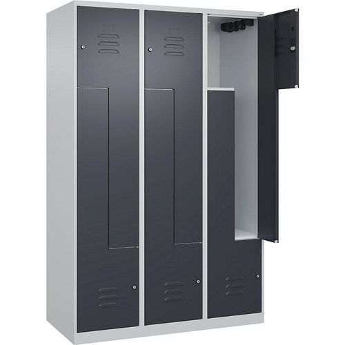 4067521321416 - Z-Spind Classic PLUS 3 Abteile lichtgrau   grau B 1200 mm mit Bodengleitern Zylinderschloss C+P