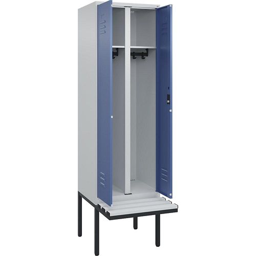 4066681788695 - Schwarz-Weiß-Spind Classic PLUS Sitzbank 1 Abteil lichtgrau fernblau B 600 mm Zylinderschloss auskragend Kunststoff C+P 4066681788695 - Schwarz-Weiß-Spind Classic PLUS Sitzbank 1 Abteil lichtgrau fernblau B 600 mm Zylinderschloss auskragend Kunststoff C+P