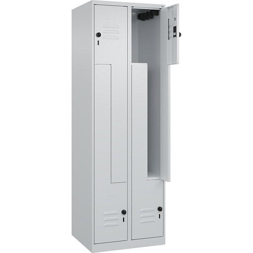 4067521321393 - Z-Spind Classic PLUS 2 Abteile lichtgrau B 600 mm mit Bodengleitern Drehriegel 4067521321393 - Z-Spind Classic PLUS 2 Abteile lichtgrau B 600 mm mit Bodengleitern Drehriegel