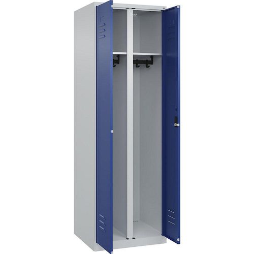 4067521332474 - Schwarz-Weiß-Spind Classic PLUS 1 Abteil lichtgrau enzianblau HxB 1850 x 600 mm mit Bodengleitern Zylinderschloss C+P 4067521332474 - Schwarz-Weiß-Spind Classic PLUS 1 Abteil lichtgrau enzianblau HxB 1850 x 600 mm mit Bodengleitern Zylinderschloss C+P