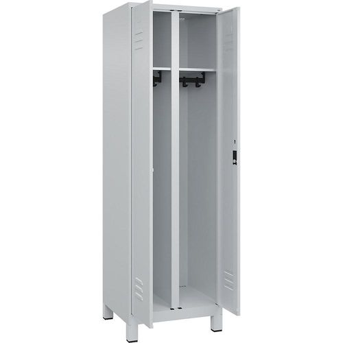 4066681615090 - Schwarz-Weiß-Spind Classic PLUS 1 Abteil lichtgrau HxB 1950 x 600 mm mit Füßen Zylinderschloss C+P