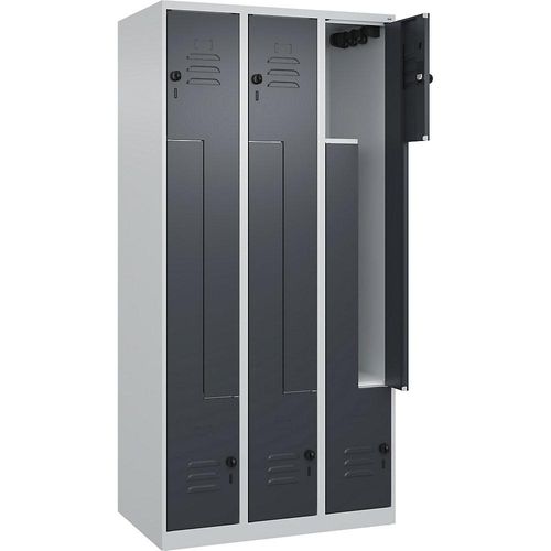 4067521322512 - Z-Spind Classic PLUS 3 Abteile lichtgrau grau B 900 mm mit Bodengleitern Drehriegel 4067521322512 - Z-Spind Classic PLUS 3 Abteile lichtgrau grau B 900 mm mit Bodengleitern Drehriegel