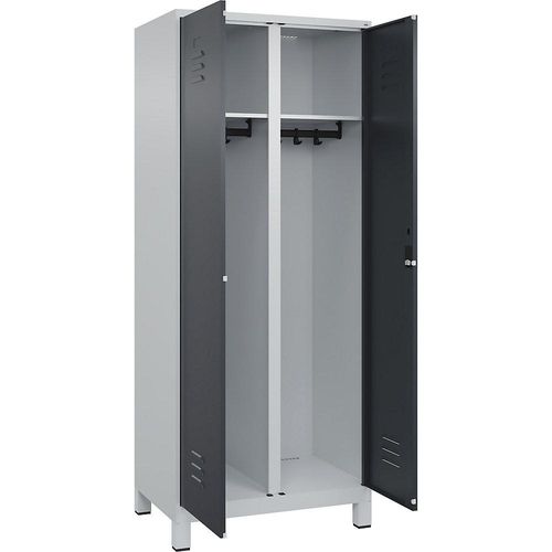 4066681615687 - Schwarz-Weiß-Spind Classic PLUS 1 Abteil lichtgrau grau HxB 1950 x 800 mm mit Füßen Zylinderschloss C+P 4066681615687 - Schwarz-Weiß-Spind Classic PLUS 1 Abteil lichtgrau grau HxB 1950 x 800 mm mit Füßen Zylinderschloss C+P