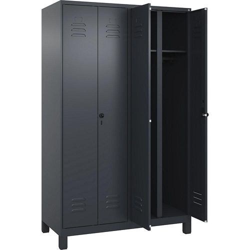 4066681616479 - Schwarz-Weiß-Spind Classic PLUS 2 Abteile grau HxB 1950 x 1200 mm mit Füßen Drehriegel C+P 4066681616479 - Schwarz-Weiß-Spind Classic PLUS 2 Abteile grau HxB 1950 x 1200 mm mit Füßen Drehriegel C+P