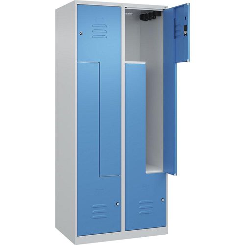 4067521320945 - Z-Spind Classic PLUS 2 Abteile lichtgrau   lichtblau B 800 mm mit Bodengleitern Zylinderschloss