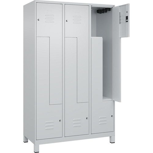 4066681915572 - Z-Spind Classic PLUS 3 Abteile lichtgrau B 1200 mm mit Füßen Zylinderschloss