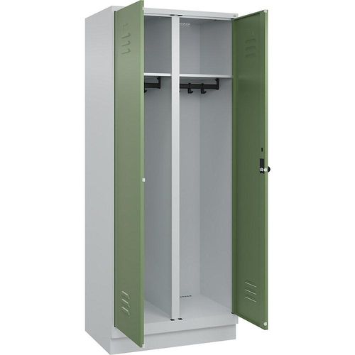 4066681658257 - Schwarz-Weiß-Spind Classic PLUS 1 Abteil lichtgrau   resedagrün HxB 1950 x 800 mm mit Bodensockel Drehriegel