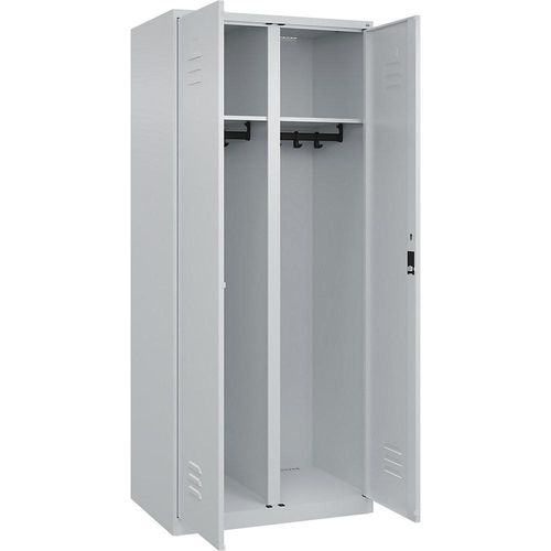 4067521331484 - Schwarz-Weiß-Spind Classic PLUS 1 Abteil lichtgrau HxB 1850 x 800 mm mit Bodengleitern Zylinderschloss C+P