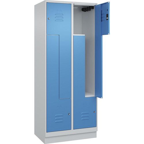 4066681921221 - Z-Spind Classic PLUS 2 Abteile lichtgrau   lichtblau B 800 mm mit Bodensockel Zylinderschloss