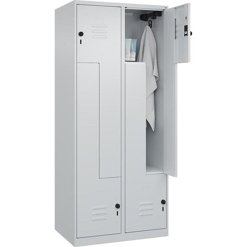 4067521321027 - Z-Spind Classic PLUS 2 Abteile lichtgrau B 800 mm mit Bodengleitern Drehriegel