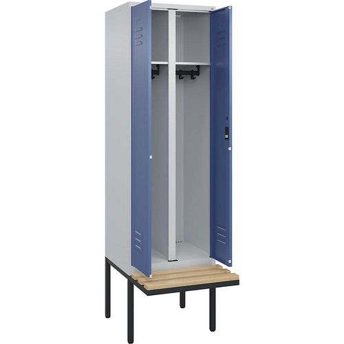 4066681817944 - Schwarz-Weiß-Spind Classic PLUS Sitzbank 1 Abteil lichtgrau fernblau B 600 mm Zylinderschloss auskragend Buche-Hartholz C+P 4066681817944 - Schwarz-Weiß-Spind Classic PLUS Sitzbank 1 Abteil lichtgrau fernblau B 600 mm Zylinderschloss auskragend Buche-Hartholz C+P