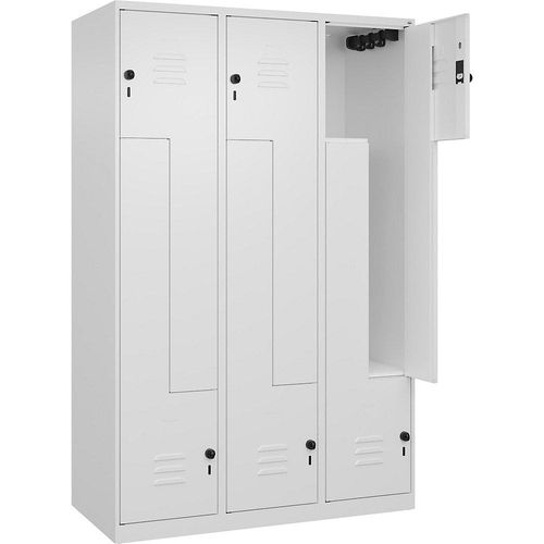 4067521322772 - Z-Spind Classic PLUS 3 Abteile verkehrsweiß B 1200 mm mit Bodengleitern Drehriegel