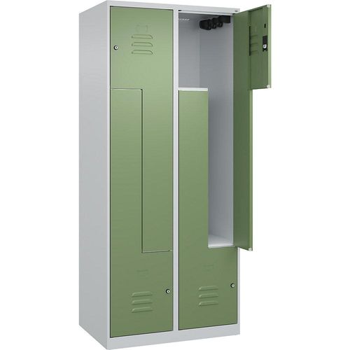 4067521321676 - Z-Spind Classic PLUS 2 Abteile lichtgrau resedagrün B 800 mm mit Bodengleitern Zylinderschloss 4067521321676 - Z-Spind Classic PLUS 2 Abteile lichtgrau resedagrün B 800 mm mit Bodengleitern Zylinderschloss