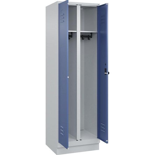 4066681657342 - Schwarz-Weiß-Spind Classic PLUS 1 Abteil lichtgrau fernblau HxB 1950 x 600 mm mit Bodensockel Drehriegel 4066681657342 - Schwarz-Weiß-Spind Classic PLUS 1 Abteil lichtgrau fernblau HxB 1950 x 600 mm mit Bodensockel Drehriegel