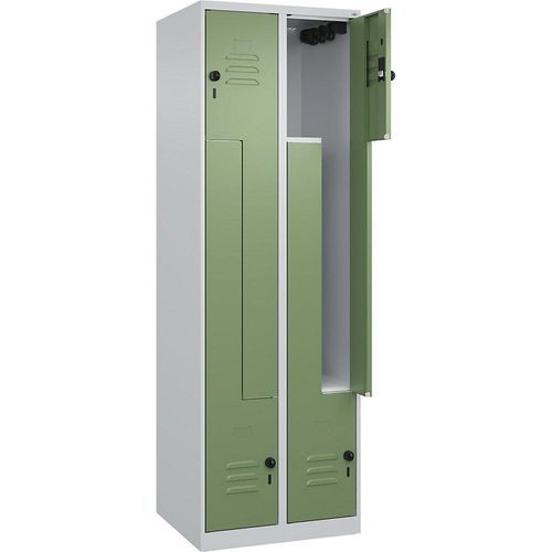 4067521320754 - Z-Spind Classic PLUS 2 Abteile lichtgrau resedagrün B 600 mm mit Bodengleitern Drehriegel C+P 4067521320754 - Z-Spind Classic PLUS 2 Abteile lichtgrau resedagrün B 600 mm mit Bodengleitern Drehriegel C+P