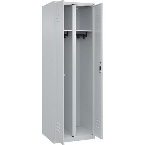 4067521332580 - Schwarz-Weiß-Spind Classic PLUS 1 Abteil lichtgrau HxB 1850 x 600 mm mit Bodengleitern Zylinderschloss C+P