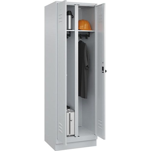 4066681657380 - Schwarz-Weiß-Spind Classic PLUS 1 Abteil lichtgrau HxB 1950 x 600 mm mit Bodensockel Drehriegel