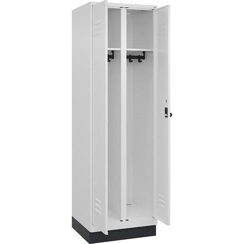 4066681657434 - Schwarz-Weiß-Spind Classic PLUS 1 Abteil verkehrsweiß HxB 1950 x 600 mm mit Bodensockel Drehriegel