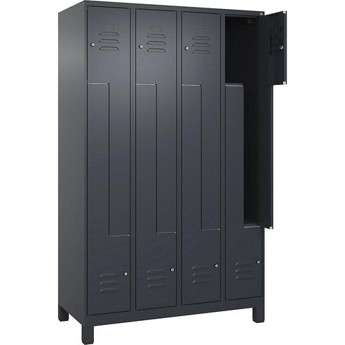 4066681915909 - Z-Spind Classic PLUS 4 Abteile grau B 1200 mm mit Füßen Zylinderschloss