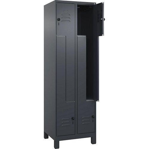 4066681914551 - Z-Spind Classic PLUS 2 Abteile grau B 600 mm mit Füßen Drehriegel