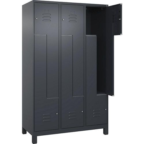 4066681915602 - Z-Spind Classic PLUS 3 Abteile grau B 1200 mm mit Füßen Zylinderschloss 4066681915602 - Z-Spind Classic PLUS 3 Abteile grau B 1200 mm mit Füßen Zylinderschloss