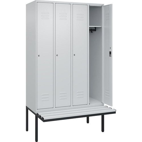 4066681788138 - Spind Classic PLUS Sitzbank 4 Abteile lichtgrau B 1200 mm Zylinderschloss auskragend Kunststoff C+P 4066681788138 - Spind Classic PLUS Sitzbank 4 Abteile lichtgrau B 1200 mm Zylinderschloss auskragend Kunststoff C+P