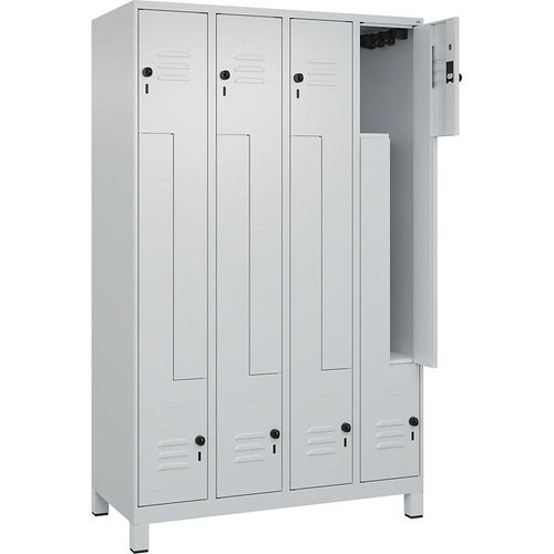 4066681915725 - Z-Spind Classic PLUS 4 Abteile lichtgrau B 1200 mm mit Füßen Drehriegel