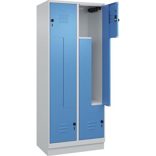 4066681921078 - Z-Spind Classic PLUS 2 Abteile lichtgrau   lichtblau B 800 mm mit Bodensockel Drehriegel