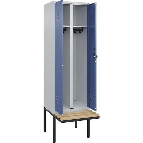 4066681742048 - Schwarz-Weiß-Spind Classic PLUS Sitzbank 1 Abteil lichtgrau fernblau B 600 mm Sicherheits-Drehriegel auskragend Buche-Hartholz C+P 4066681742048 - Schwarz-Weiß-Spind Classic PLUS Sitzbank 1 Abteil lichtgrau fernblau B 600 mm Sicherheits-Drehriegel auskragend Buche-Hartholz C+P