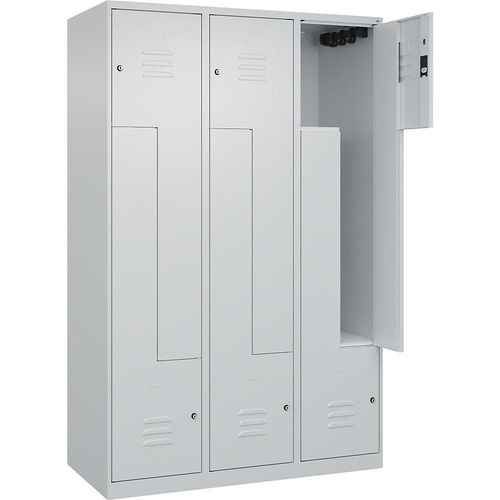 4067521321904 - Z-Spind Classic PLUS 3 Abteile lichtgrau B 1200 mm mit Bodengleitern Zylinderschloss