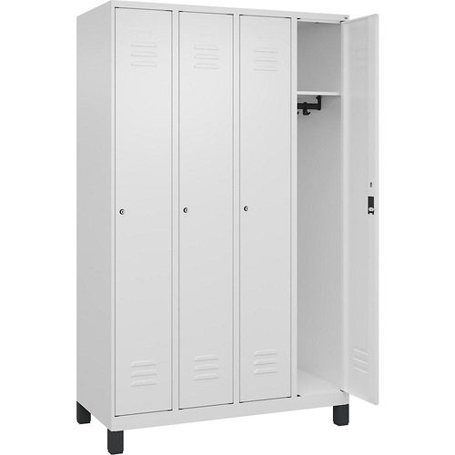 4066681614246 - Spind Classic PLUS 4 Abteile verkehrsweiß B 1200 mm mit Füßen Zylinderschloss