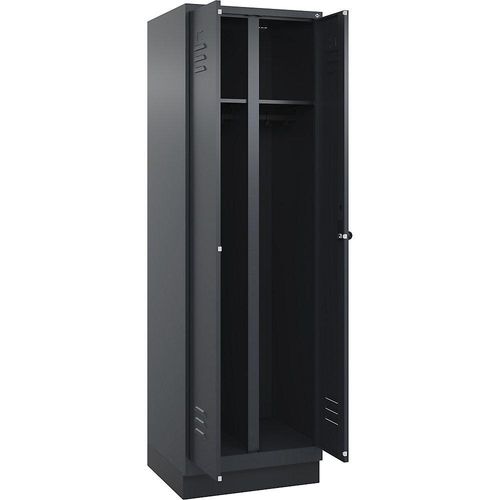 4066681657410 - Schwarz-Weiß-Spind Classic PLUS 1 Abteil grau HxB 1950 x 600 mm mit Bodensockel Drehriegel