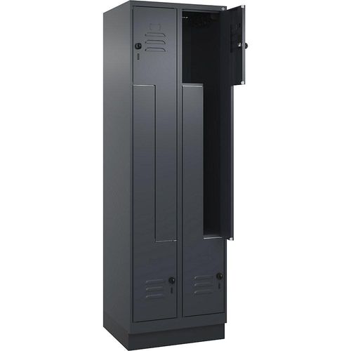 4066681920859 - Z-Spind Classic PLUS 2 Abteile grau B 600 mm mit Bodensockel Drehriegel