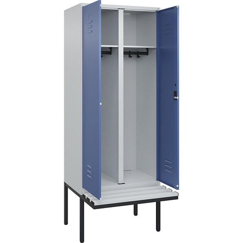4066681789296 - Schwarz-Weiß-Spind Classic PLUS Sitzbank 1 Abteil lichtgrau fernblau B 800 mm Zylinderschloss auskragend Kunststoff C+P 4066681789296 - Schwarz-Weiß-Spind Classic PLUS Sitzbank 1 Abteil lichtgrau fernblau B 800 mm Zylinderschloss auskragend Kunststoff C+P
