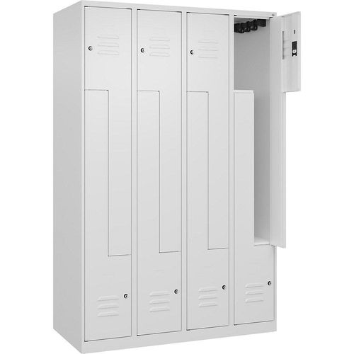 4067521321331 - Z-Spind Classic PLUS 4 Abteile verkehrsweiß B 1200 mm mit Bodengleitern Zylinderschloss