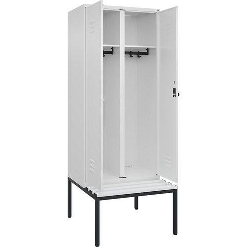 4066681794795 - Schwarz-Weiß-Spind Classic PLUS Sitzbank 1 Abteil verkehrsweiß B 800 mm Sicherheits-Drehriegel untergebaut Kunststoff C+P